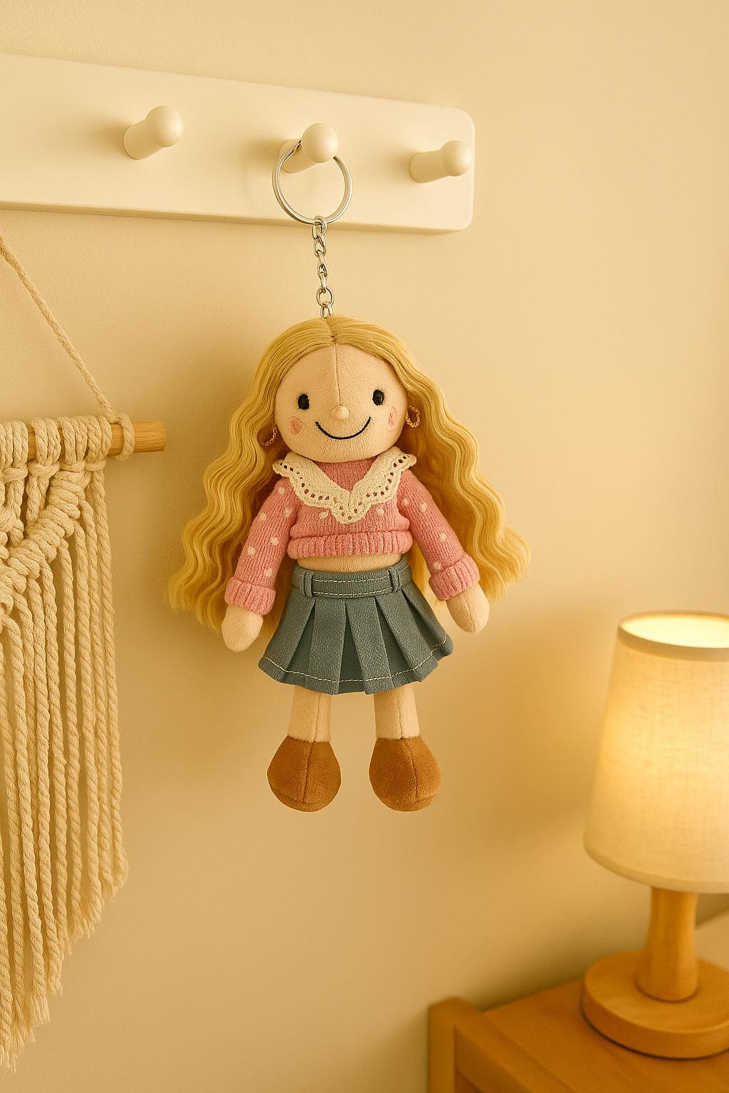 Portachiavi con bambola di peluche 3D con foto personalizzata