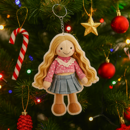 Portachiavi con bambola di peluche 3D con foto personalizzata