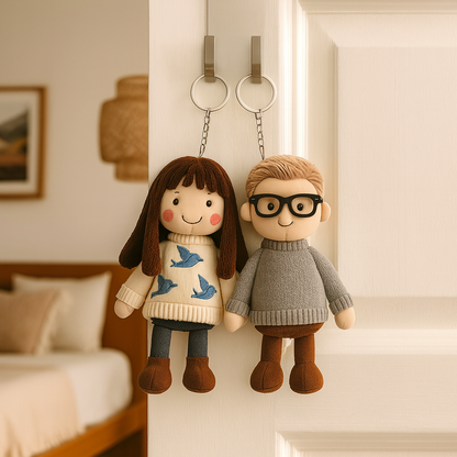 Portachiavi con bambola di peluche con foto personalizzata, regalo per lei, regali di coppia