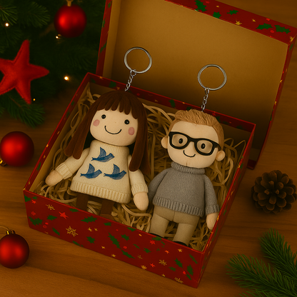 Portachiavi con bambola di peluche con foto personalizzata, regalo per lei, regali di coppia