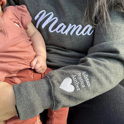 GIROCOLLO PERSONALIZZATO RICAMATO CON NOMI PER LA MAMMA, FORMA REGALO OM
