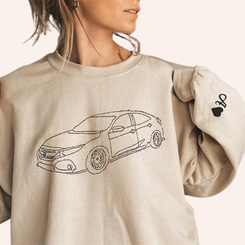 Felpa con cappuccio per auto personalizzata ricamata, felpa per auto personalizzata ricamata, regalo personalizzato per papà, maglietta per auto personalizzata, regalo di felpa personalizzata per lui