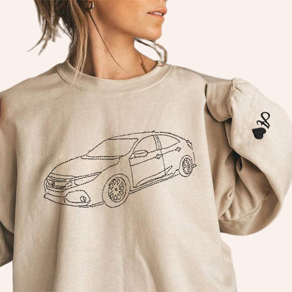 Felpa con cappuccio per auto personalizzata ricamata, felpa per auto personalizzata ricamata, regalo personalizzato per papà, maglietta per auto personalizzata, regalo di felpa personalizzata per lui