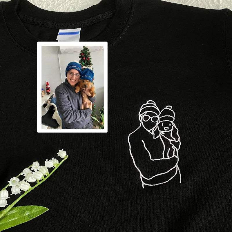 Coppia personalizzata - Disegno di famiglia su una linea, regalo personalizzato per San Valentino, regalo per anniversario di matrimonio, ritratto singolo da foto