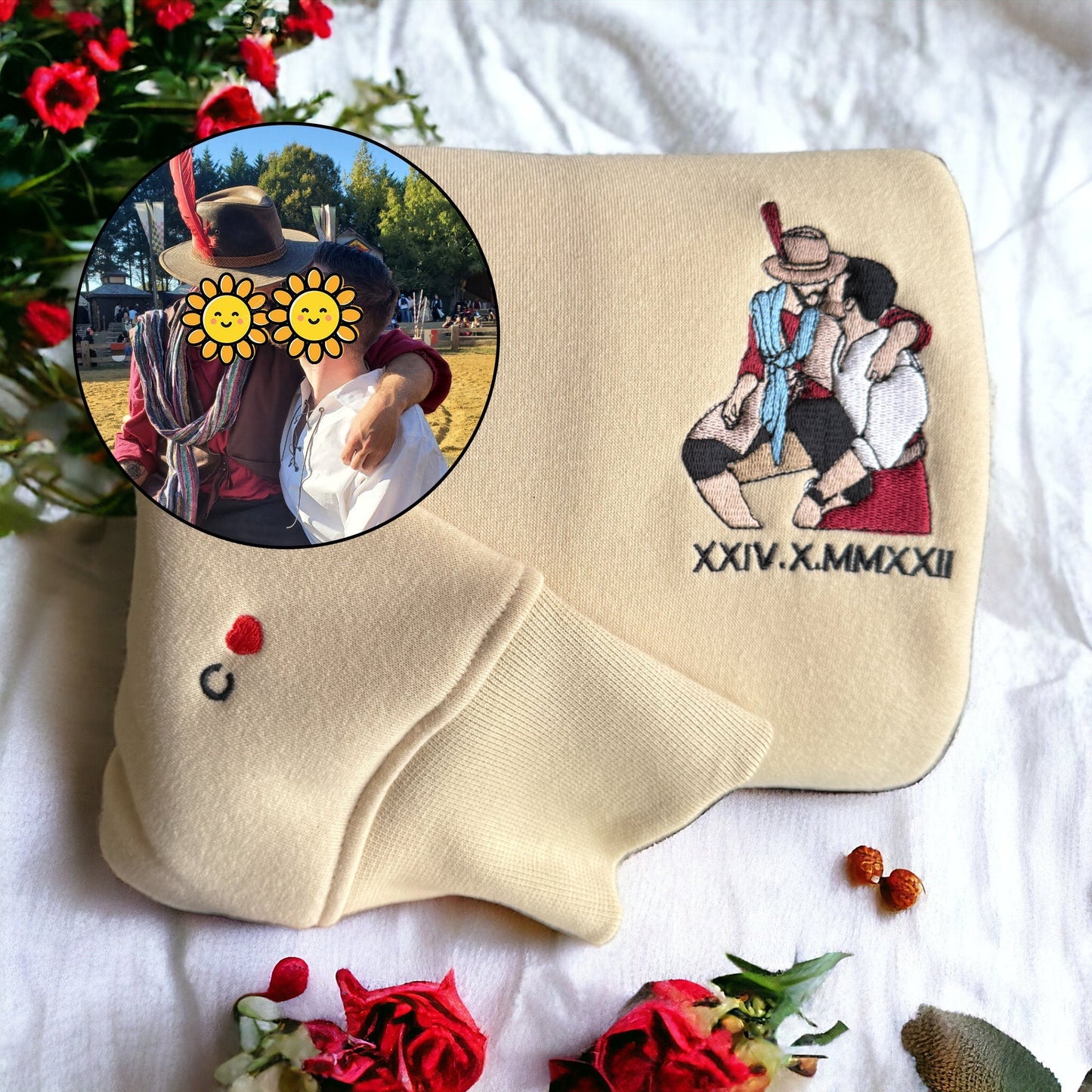 Felpa Con Cappuccio Personalizzata Con Foto Ricamata Da Portrait