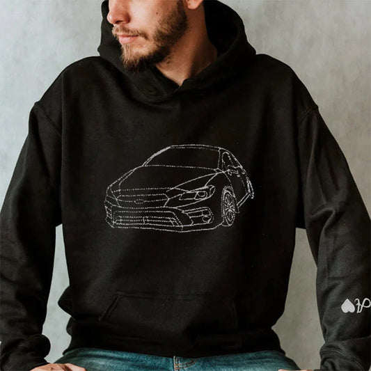 Felpa con cappuccio per auto personalizzata ricamata, felpa per auto personalizzata ricamata, regalo personalizzato per papà, maglietta per auto personalizzata, regalo di felpa personalizzata per lui