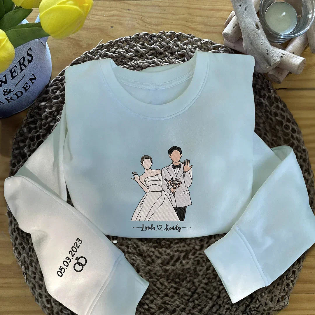 Felpa Con Cappuccio Personalizzata Con Foto Ricamata Da Portrait