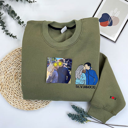 Felpa Con Cappuccio Personalizzata Con Foto Ricamata Da Portrait