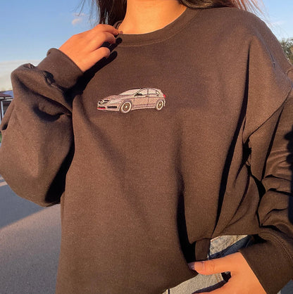 Felpa con cappuccio per auto personalizzata ricamata, foto di auto ricamata, felpa con cappuccio per auto personalizzata