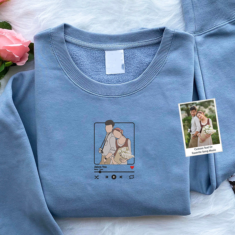 Coppia personalizzata - Disegno di famiglia su una linea, regalo personalizzato per San Valentino, regalo per anniversario di matrimonio