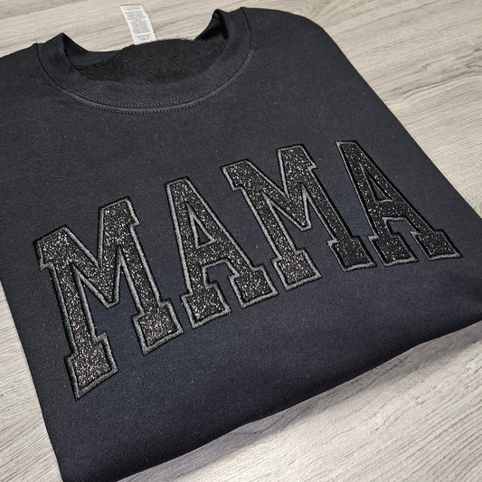 Felpa Con Glitter Nero Su Nero