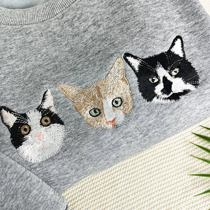 Felpa girocollo personalizzata per cani, felpa personalizzata con gatto, maglietta con il volto di un animale domestico, regalo per la mamma di un cane, ricamo per cani, regalo per gli amanti dei cani, festa della mamma, ricamo colorato