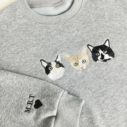 Felpa girocollo personalizzata per cani, felpa personalizzata con gatto, maglietta con il volto di un animale domestico, regalo per la mamma di un cane, ricamo per cani, regalo per gli amanti dei cani, festa della mamma, ricamo colorato