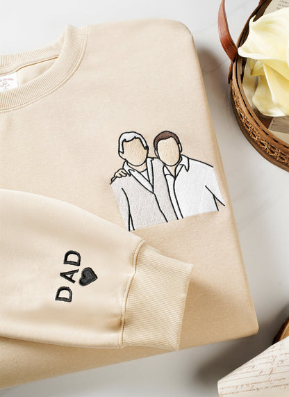 Felpa Personalizzata Ricamata Per Papà Con Nomi Dei Bambini Sulla Manica, Regalo Di Natale Personalizzato Per Papà, Regali Per La Festa Del Papà