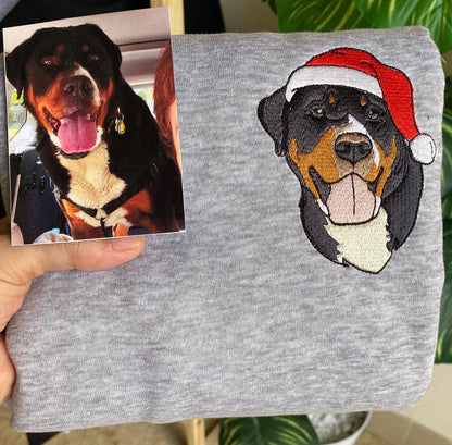 Felpa personalizzata con ricamo per animali domestici, felpa con il volto del tuo animale domestico, cappello da Babbo Natale per cani, regali per gli amanti dei cani