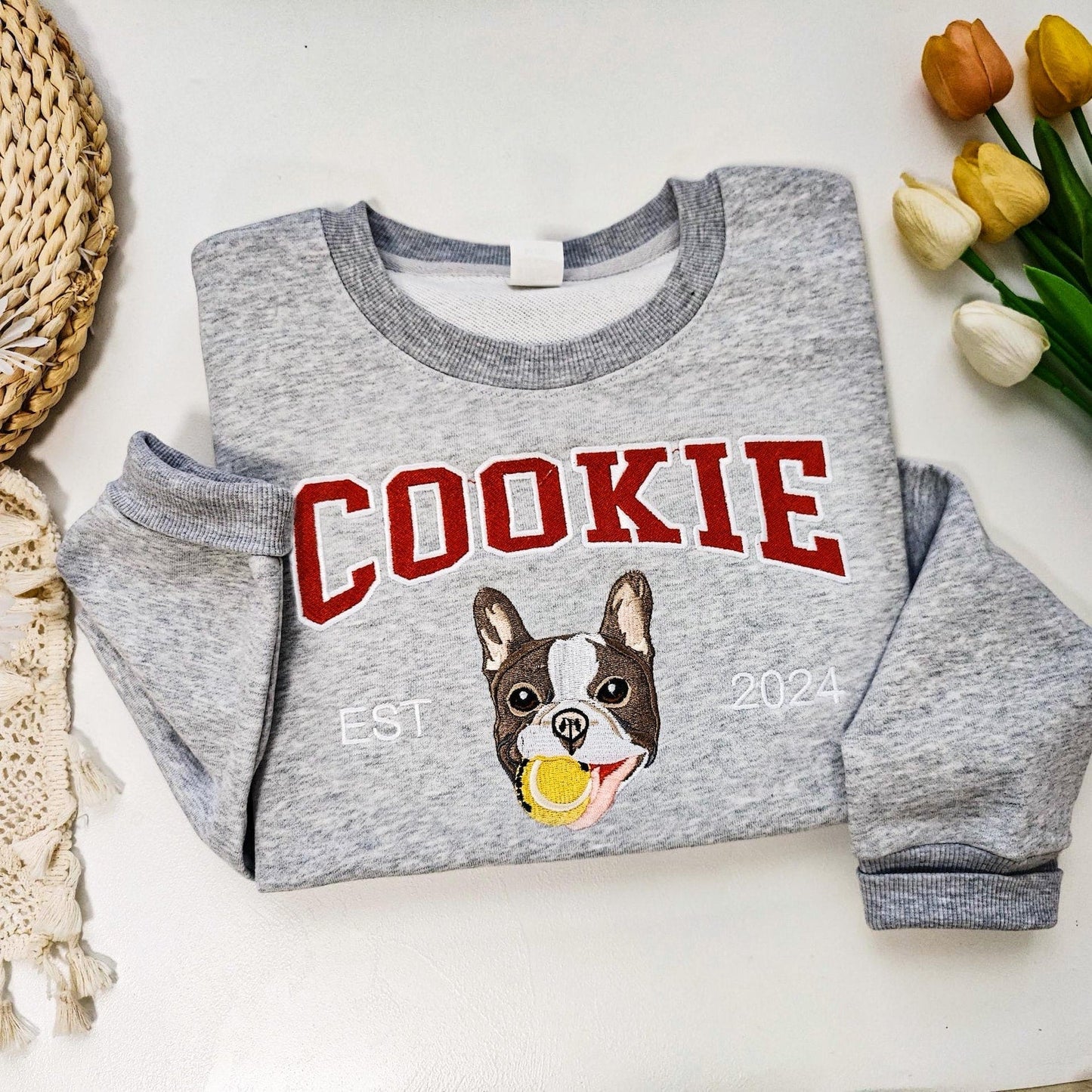 Felpa con cappuccio e ricamo personalizzato con il nome del tuo cane, regalo per il proprietario del cane.