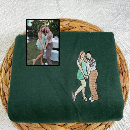 Felpa personalizzata con ritratto ricamato da foto, girocollo per coppia, maglietta per anniversario, regalo di compleanno per coppia per fidanzata, fidanzato, LGBT