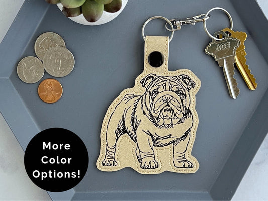 Portachiavi Con Ritratto Di Bulldog: Portachiavi O Ciondolo Per Borsa Con Cane Ricamato, Opzioni Di Colore Personalizzabili, Ottimo Regalo Per Chi Ha Un Animale Domestico.