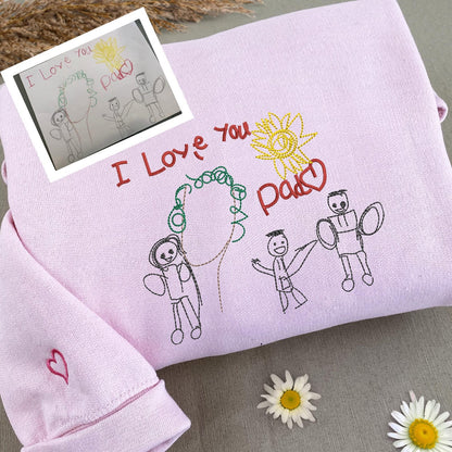Felpa con disegno personalizzato ricamato per bambini - Regali personalizzati MOMA per tuo padre, maglietta con ritratto