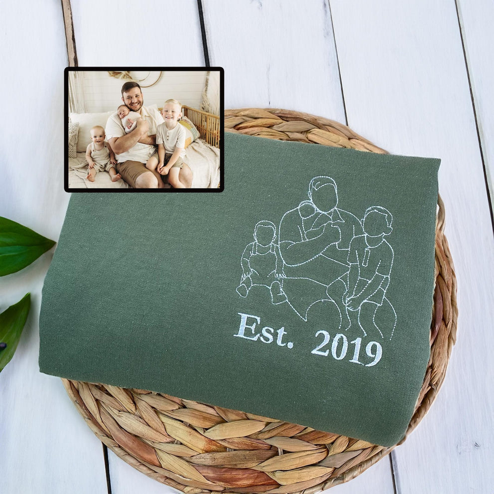 Felpa personalizzata per papà con foto, ritratto ricamato personalizzato da felpa con cappuccio con foto, ritratto del papà, ritratto di famiglia, felpa per papà