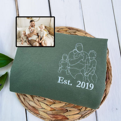 Felpa personalizzata per papà con foto, ritratto ricamato personalizzato da felpa con cappuccio con foto, ritratto del papà, ritratto di famiglia, felpa per papà