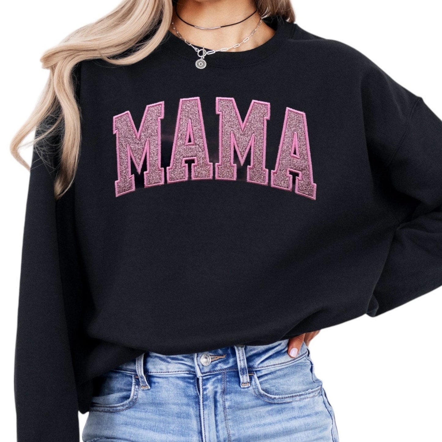 Felpa con ricamo glitterato per mamma, siamo un pullover alla moda, regalo per lei