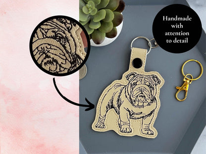 Portachiavi Con Ritratto Di Bulldog: Portachiavi O Ciondolo Per Borsa Con Cane Ricamato, Opzioni Di Colore Personalizzabili, Ottimo Regalo Per Chi Ha Un Animale Domestico.