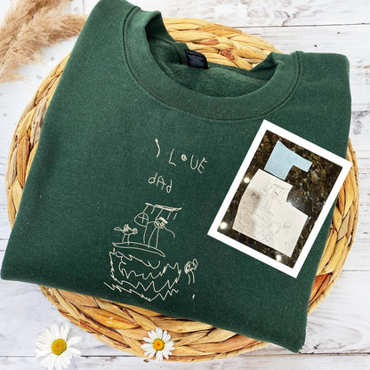 Felpa con disegno personalizzato ricamato per bambini - Regali personalizzati MOMA per tuo padre, maglietta con ritratto
