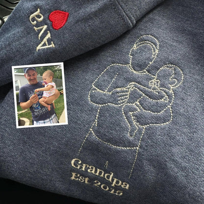 Felpa Con Cappuccio Personalizzata Ricamata Per Papà E Figlia | Felpa Personalizzata Per Papà | Felpa Con Cappuccio Per Papà | Foto Di Famiglia | Ritratto Di Famiglia | Regalo Di Natale