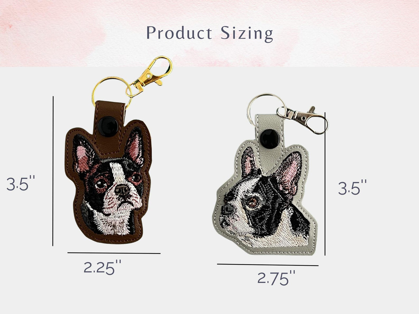 Portachiavi Realistico Con Boston Terrier: Portachiavi Ricamato, Ciondolo Per Borsa O Borsetta - Un Regalo Perfetto Per Gli Amanti Dei Cani