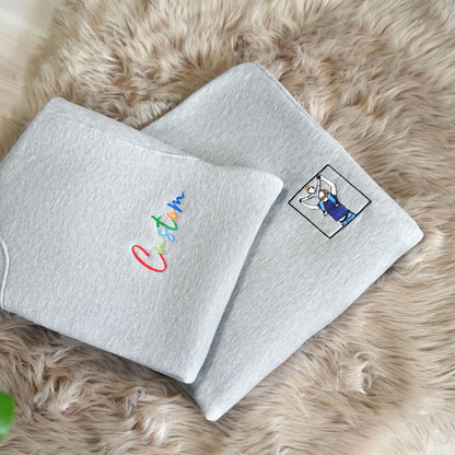 Felpa personalizzata con ritratto ricamato da foto, felpa con cappuccio ricamata personalizzata, regalo per papà, regalo per lui, girocollo personalizzato