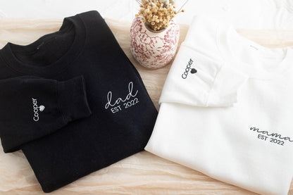 Felpa Personalizzata Ricamata Per Papà, Felpa Personalizzata Per Mamma, Felpa Personalizzata Per Mamma E Papà, Felpe Ricamate Abbinate Per Mamma E Papà