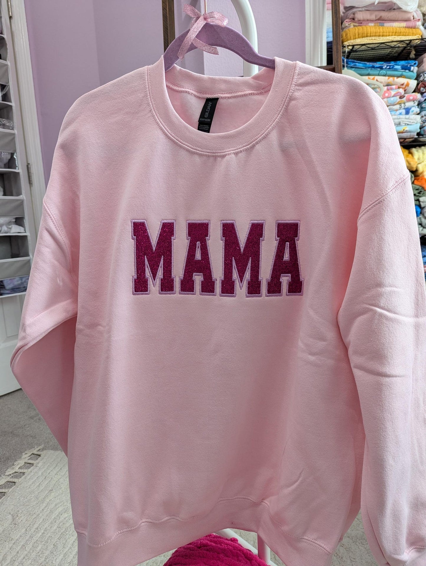 Felpa Con Ricamo Glitterato Sw Sparkling Mama, Girocollo Glitterato Personalizzato, Grazioso Maglione Ricamato Con Glitter Mama, Regalo Di San Valentino