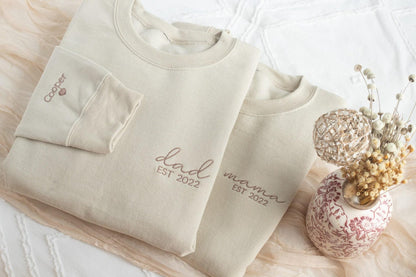 Felpa Personalizzata Ricamata Per Papà, Felpa Personalizzata Per Mamma, Felpa Personalizzata Per Mamma E Papà, Felpe Abbinate Per Mamma E Papà