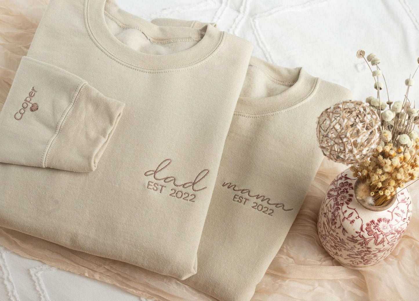 Felpa Personalizzata Ricamata Per Papà, Felpa Personalizzata Per Mamma, Felpa Personalizzata Per Mamma E Papà, Felpe Abbinate Per Mamma E Papà