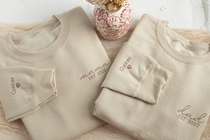 Felpa Personalizzata Ricamata Per Papà, Felpa Personalizzata Per Mamma, Felpa Personalizzata Per Mamma E Papà, Felpe Abbinate Per Mamma E Papà