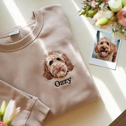 Felpa personalizzata con ricamo del ritratto del tuo animale domestico, maglione personalizzato per cani o gatti con nome, regalo per gli amanti degli animali, maglione commemorativo con ricamo