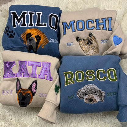 Felpa con ricamo per animali domestici con foto, maglione personalizzato per cani, girocollo con ricamo a forma di gatto, mamma di cani, regalo per amanti dei gatti, regalo per proprietari di animali domestici