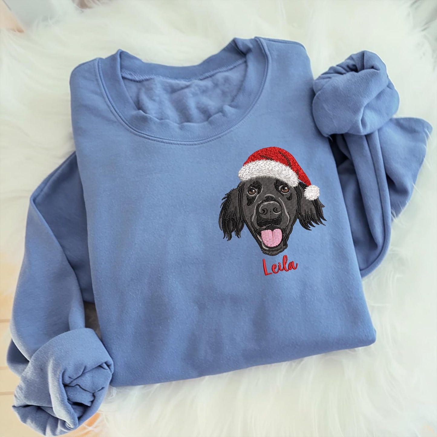 Felpa con cappello di Babbo Natale personalizzato per animali domestici: regalo con foto ricamata per gli amanti dei cani e dei gatti