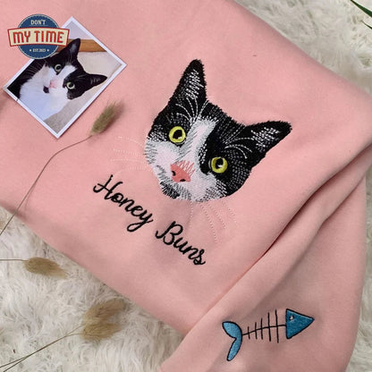 Felpa con foto personalizzata del tuo animale domestico con ricamo, regalo per gli amanti degli animali, regali unici per la perdita di un animale domestico