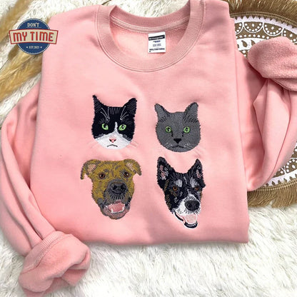 Felpa con foto personalizzata del tuo animale domestico con ricamo, regalo per gli amanti degli animali, regali unici per la perdita di un animale domestico