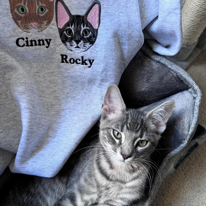 Felpa con foto personalizzata del tuo animale domestico con ricamo, regalo per gli amanti degli animali, regali unici per la perdita di un animale domestico