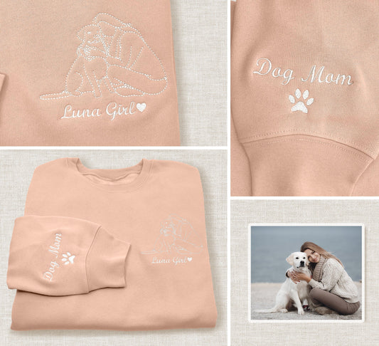 Felpa con ricamo per animali domestici, felpa con cappuccio con ricamo a forma di muso di cane, felpa personalizzata con foto di mamma di cane, felpe con cappuccio per cani