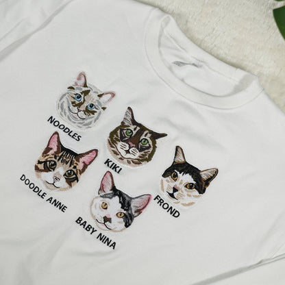 Felpa con ritratto di animale domestico ricamato | Felpa con cappuccio con ritratto di animale domestico personalizzato