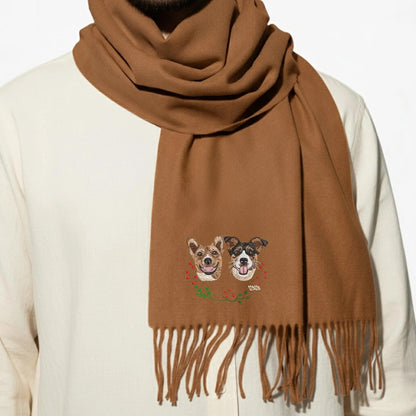 Sciarpa personalizzata con ritratto di cane: elegante sciarpa invernale con il tuo amico a quattro zampe ricamato