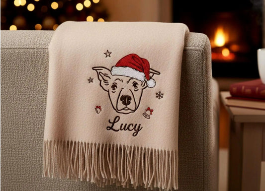 Sciarpa personalizzata per animali domestici: sciarpa di lana ricamata con il tuo animale domestico preferito