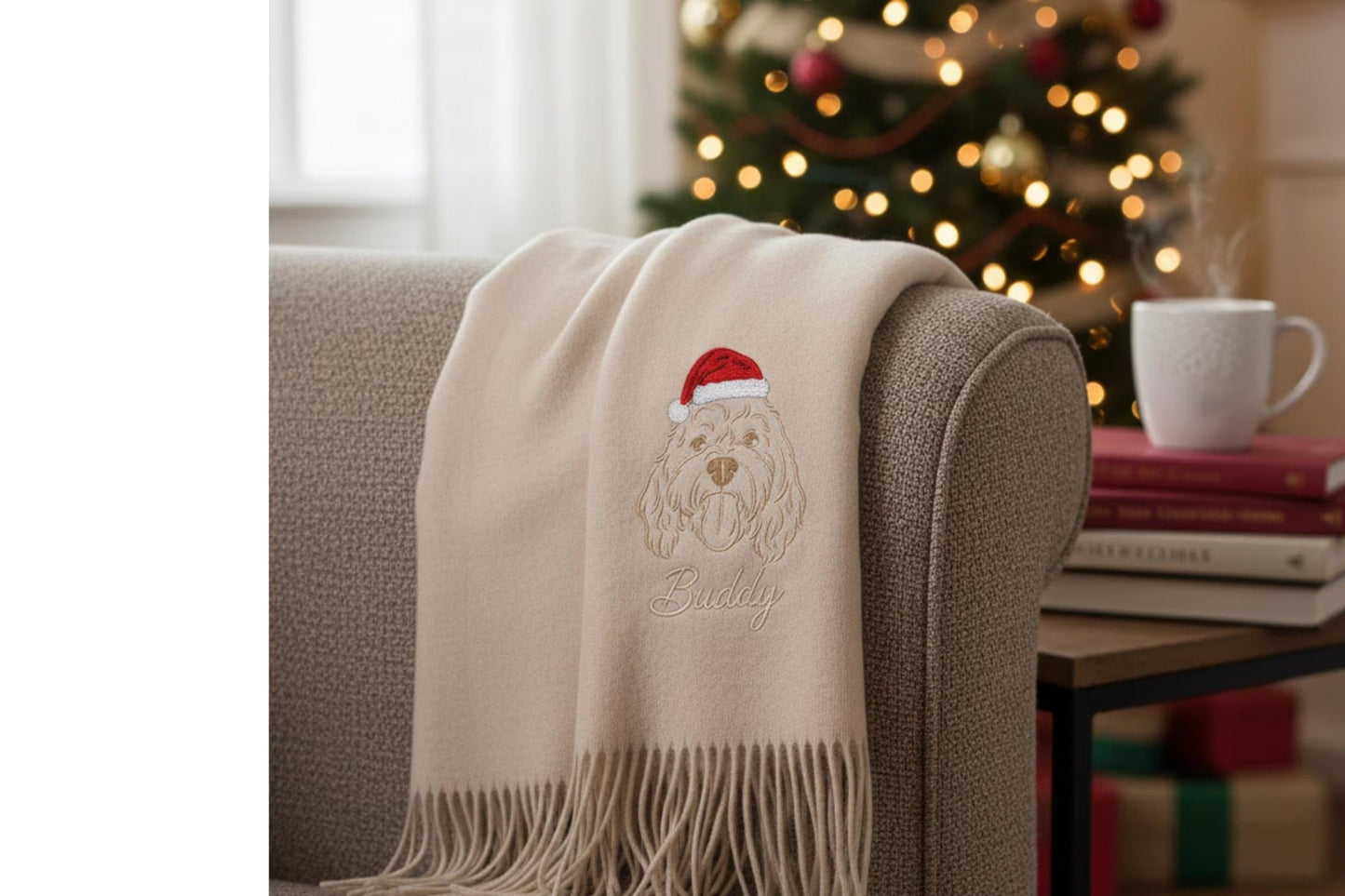 Sciarpa personalizzata per animali domestici: sciarpa di lana ricamata con il tuo animale domestico preferito