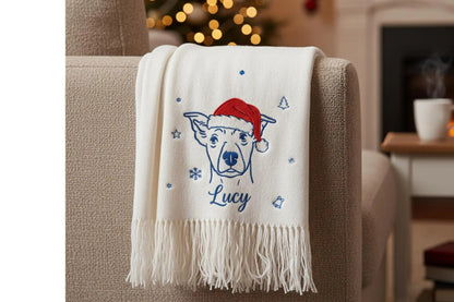 Sciarpa personalizzata per animali domestici: sciarpa di lana ricamata con il tuo animale domestico preferito