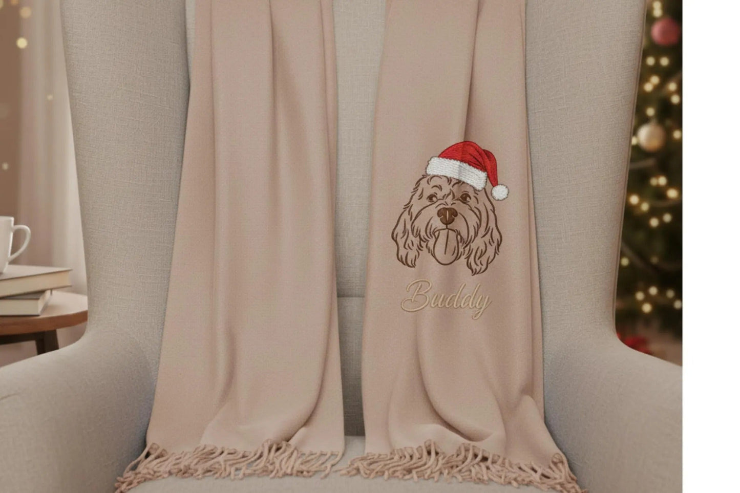 Sciarpa ricamata personalizzata con volto di animale: regalo perfetto per i proprietari di animali domestici