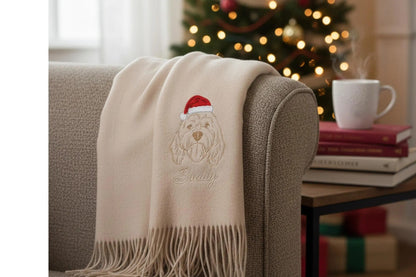 Sciarpa ricamata personalizzata con volto di animale: regalo perfetto per i proprietari di animali domestici